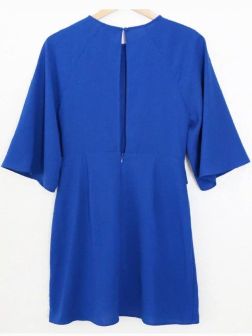Topshop Dress Wide Half Sleeves Knot Tie Front Cobalt Royal Blue Mini Dress US 8 - Picture 5 of 5